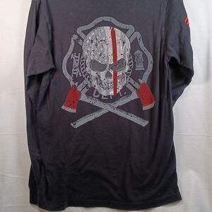 Nine Line Apparel Black Long Sleeve Tee with Red Accents
